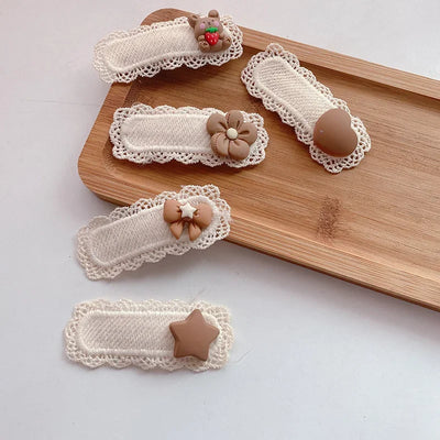 2pcs Baby Hair Clips – Cartoon Bow &Lace BB Barrettes for Girls