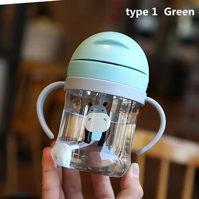 250ML Cartoon Pattern Sippy Cup – Child Drinking Bottle with Straw