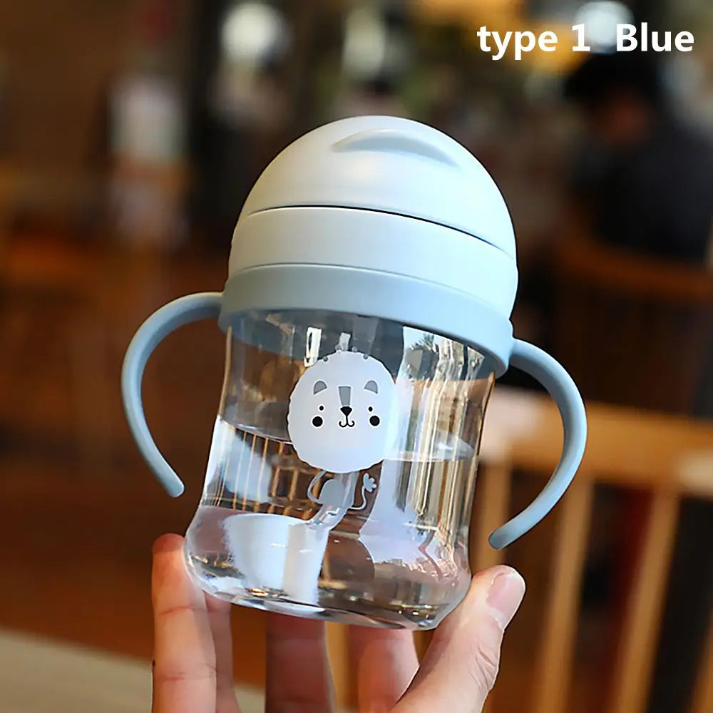 250ML Cartoon Pattern Sippy Cup – Child Drinking Bottle with Straw