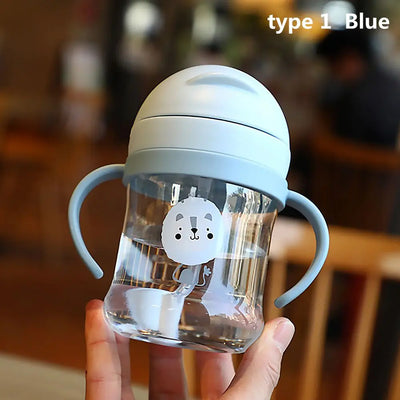 250ML Cartoon Pattern Sippy Cup – Child Drinking Bottle with Straw