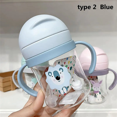 250ML Cartoon Pattern Sippy Cup – Child Drinking Bottle with Straw