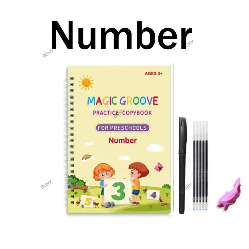 ✍️ BOHY Reusable 3D Handwriting Copybook – Numbers 0–10