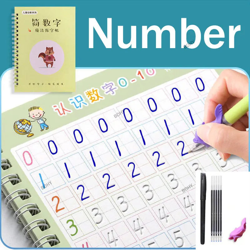 ✍️ BOHY Reusable 3D Handwriting Copybook – Numbers 0–10