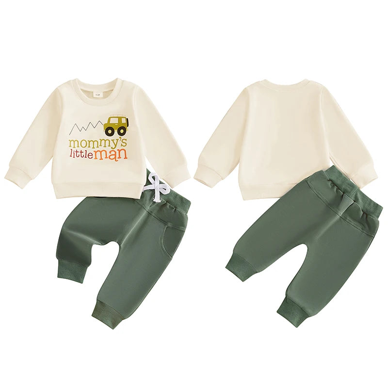 Baby Boy Fall Clothes Set – Long Sleeve Letter Sweatshirt &amp; Pants