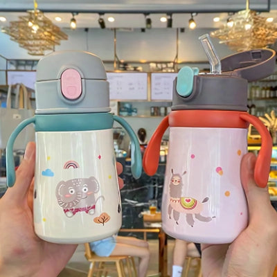 Stainless Steel Cartoon Thermal Sippy Cup – Portable Travel Milk Bottle