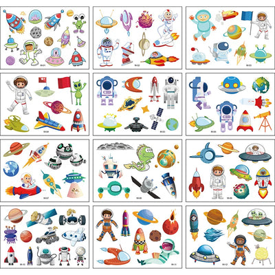 12 Pack Cartoon Temporary Tattoos – Mermaid, Unicorn Animal Designs