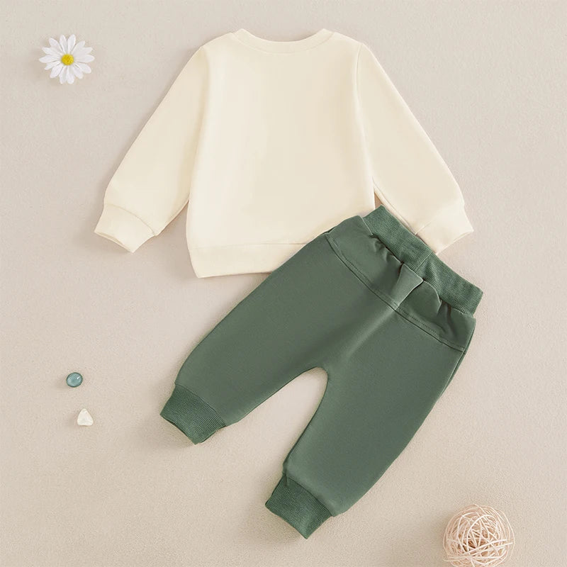 Baby Boy Fall Clothes Set – Long Sleeve Letter Sweatshirt &amp; Pants